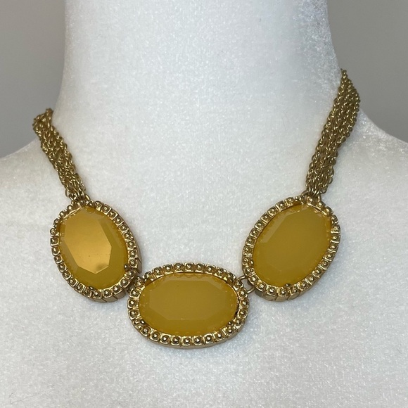 CHOKER Style Gold Tone and Yellow Stone Cabochons - Picture 5 of 5